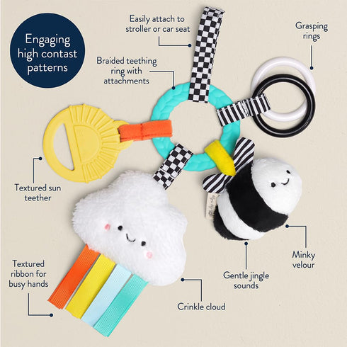 0 Itzy Ritzy Teething Activity Toy - Bitzy Busy Ring Infant Teething Toy Features Braided Ring & Dangling Toys