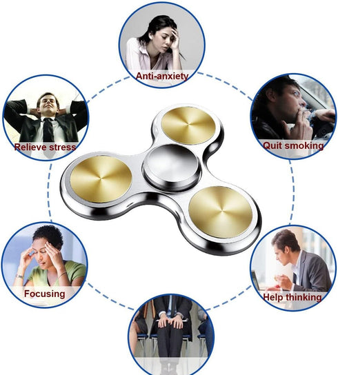 ATESSON Fidget Spinner Toy - Ultra Durable Stainless Steel Bearing for Stress Relief, Silver