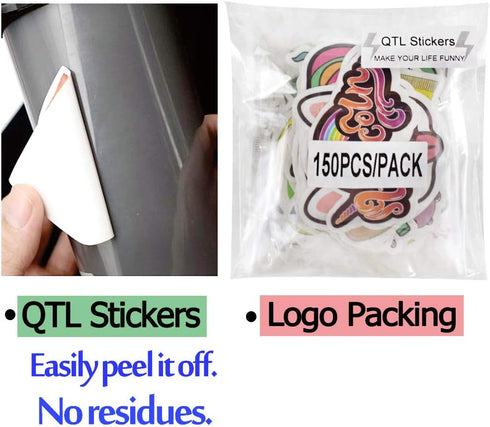 QTL VSCO Stickers for Girls, Cute Waterproof Vinyl Pack for Water Bottle, Laptop, Hydroflask, 150Pcs