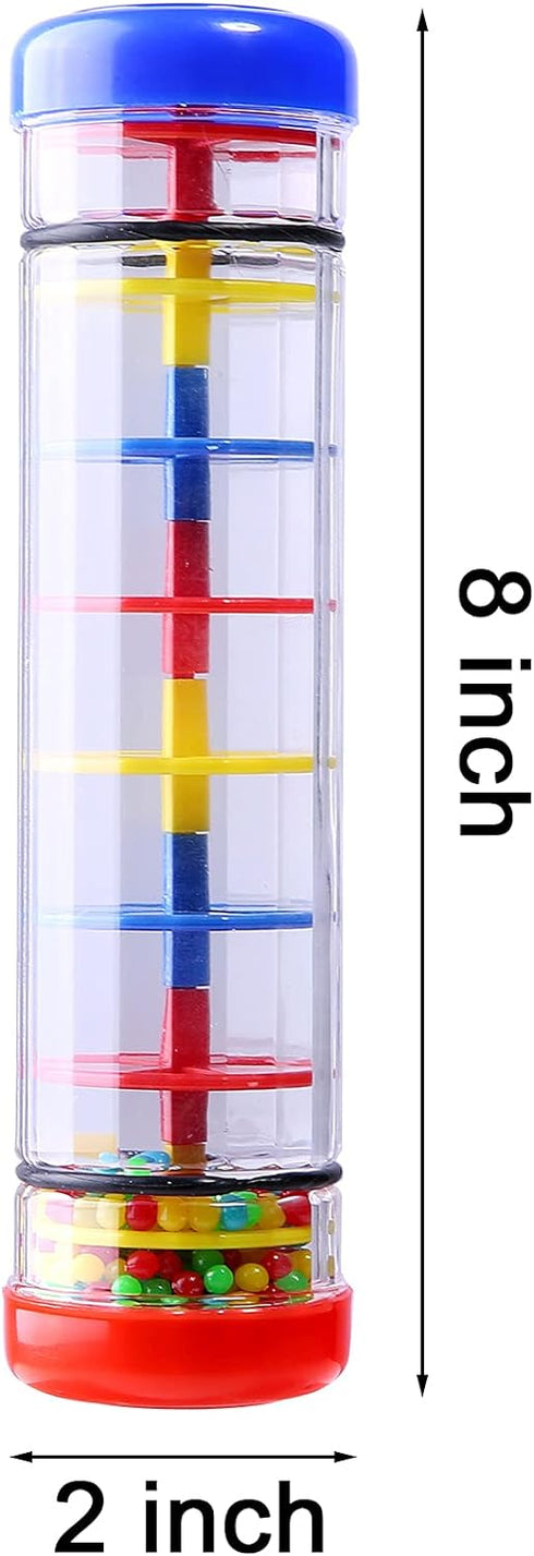 2 Pack Rainmaker Rain Stick Musical Instrument, 8 Inch Rainfall Rattle Tube for Babies and Kids