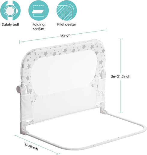 35.7" NUTIKAS Baby Bed Rail Guard for Crib - Toddler Bed Rails for Twin,Full, Queen, Toddlers, Bunk Size Bed Swing Down