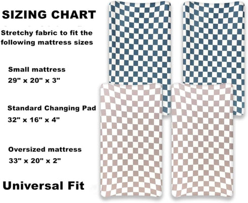 FIGEPO 4 Pack Checkered Changing Pad Covers Neutral Breathable Fitted Baby Sheets Nursery Sheets for Baby Boys or Girls