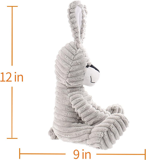 Apricot Lamb Toys Plush Corduroy Rabbit - Soft Cuddly Stuffed Animal, Gray Bunny, 8.5 Inches