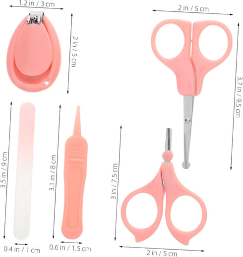 Nail Care with Cute Case Grooming Kit Including Nail Clippers Scissors Nail File and Tweezers for Newborns for Safe