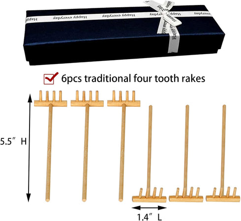 6PCS Zen Garden Mini Bamboon Rake - Tabletop Rock Sand Garden Tools Accessories Small Sandbox Kits Japanese Zen Gift