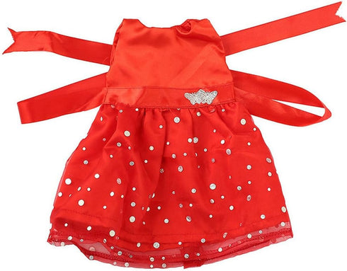 18 Inch Girl Doll Clothes and Accessories - Beautiful Red Dress with Dots Outfit