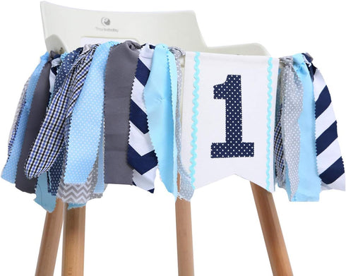 1st WAOUH Birthday High Chair Banner - First birthday party Decorations For Rag Tie Fabric GarlandPhoto Booth Props