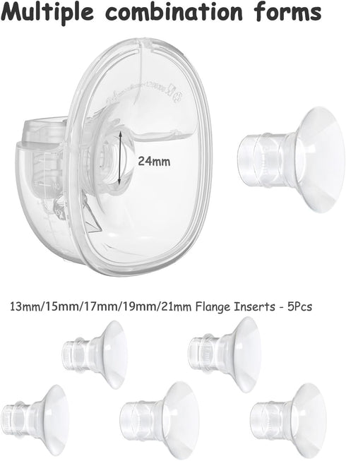 Gowing 24mm, MOMMED S18 S21, 5pcs Wearable Breast Pump Accessories, Replacement Pump Parts Flange Duckbill Valve
