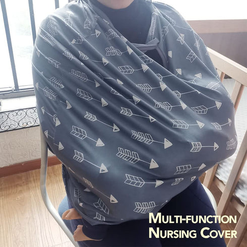 Car Seat Covers for Babies, Stretchy Multi in 1 Baby Car Seat Cover, Breastfeeding Cover, Patent Design, Grey