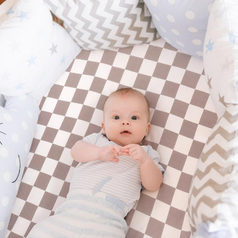 FIGEPO 4 Pack Checkered Bassinet Sheets Neutral Breathable Fitted Baby Sheets Nursery Sheets for Baby Boys or Girls