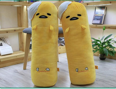 futurecos Cute Yellow Long Egg Plush Toy, 68CM Round Pillow, Lazy Egg Stuffed Doll for Decorative Bed Decor Gift
