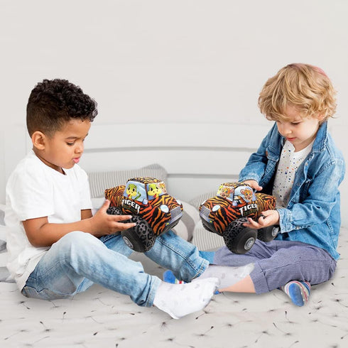 ArtCreativity Safari Plush Monster Truck, 8 Inch Soft Car Toy for Toddlers, Great Gift Idea