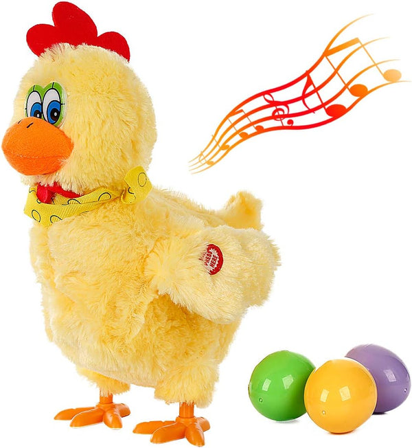 Easter Chicken Animal Toy Doll - Electric Crazy Plush Chicken with Sound Music, Laying Egg