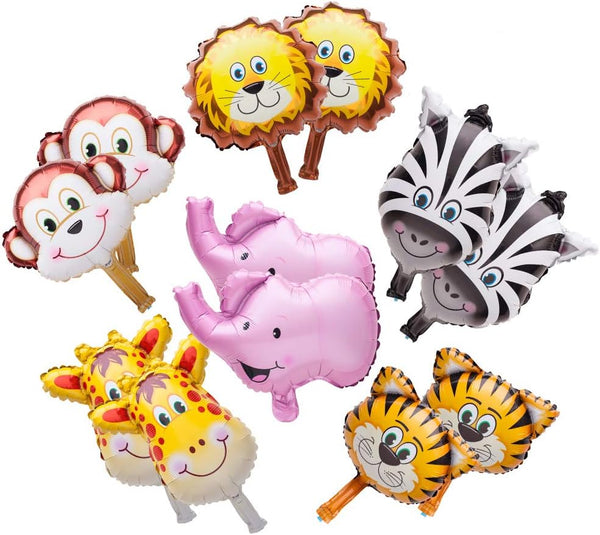 SUN-E 12PCS Mini Animals Balloons Jungle Safari Theme Birthday Party Decorations for Kids