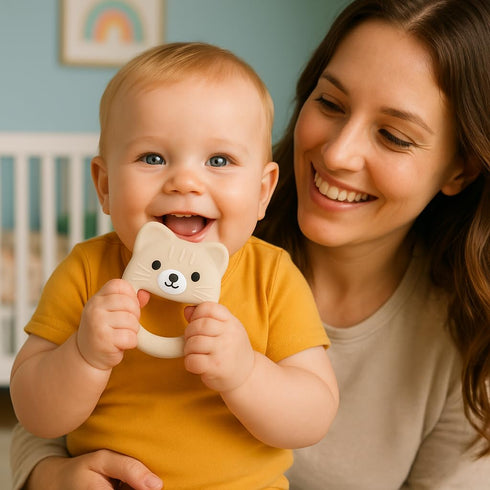 VBRS Baby Teether, Safe Chew Toy for Infants, Soothing Relief for Teething Pain, Cute Animal Shape, Easy Grip for Tiny