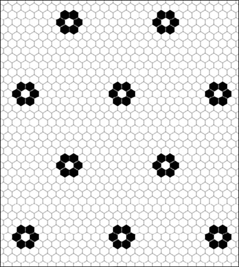 Itsy Bitsy Mini Black and White Hexagon Flower Tile Dollhouse Flooring Wallpaper 1:12 Scale Peel