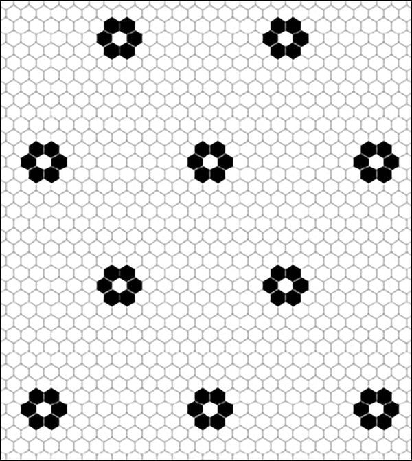 Itsy Bitsy Mini Black and White Hexagon Flower Tile Dollhouse Flooring Wallpaper 1:12 Scale Peel