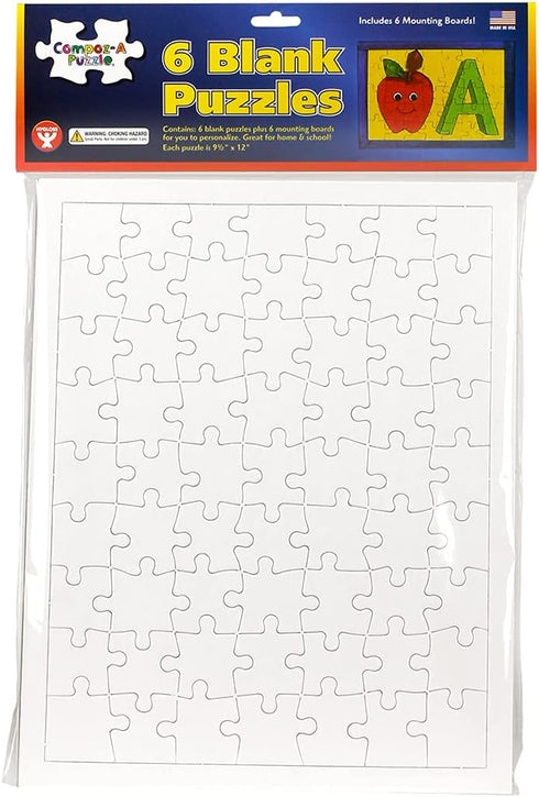 Hygloss Products Blank Rectangle Puzzle for Decorating - Kids Jigsaw Activity, 8.5 x 11 Inches, 63 Pieces