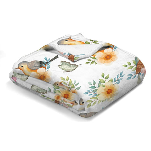 Watercolor Birds Butterfly Flowers Leaves Toddler Baby Blanket for Boys Girls Birds Spring Floral Swaddle Blankets Stroller Crib Receiving Blanket Infant Unisex Toddler Nursery Bed Blankets 30x40 by KASTLEE