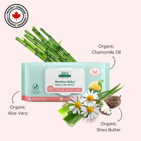 6 packs 72ct 432ct Aleva Naturals Bamboo Baby Sensitive Wipes | Unscented | Extra Strong and Ultra Soft | Natural