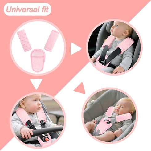 3 Car Seat Straps Pads for Baby Girls Pieces,Super Soft Car Seat Strap Covers Kids,Man Fai Sky Infant Carseat Shoulder