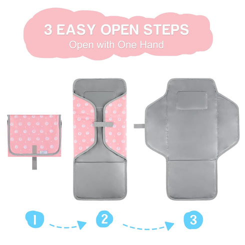 Portable Changing Pad Travel - Waterproof Compact Diaper Changing Mat - Lightweight & Foldable Changing Station