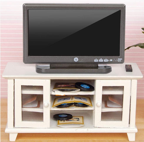 1:12 Miniature TV with Remote Control for Dollhouse Accessories and Furniture Decoration