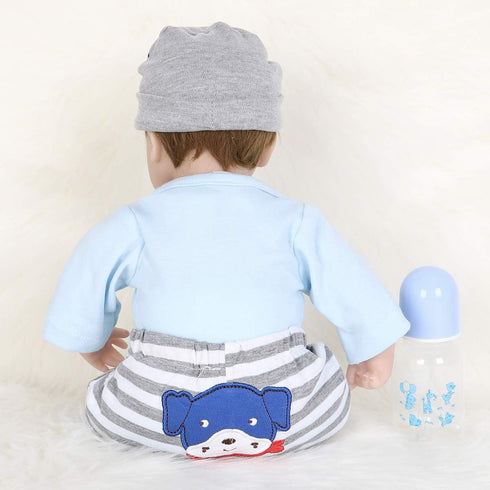 ENADOLL Reborn Baby Doll, Realistic Silicone Vinyl Baby Blue Dog Boy, 16 inch Weighted Soft Body
