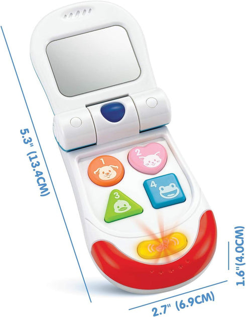 Baby Toy Flip Phone – Interactive Sound Music Buttons, Realistic Ringtone, Mirror, Fun Light Effects – Smartphone Toy
