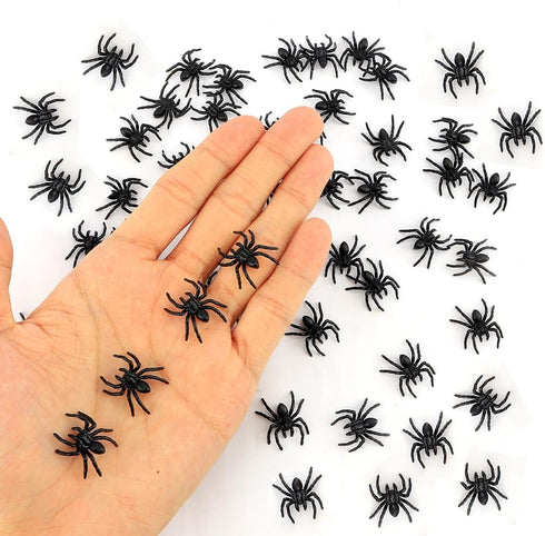 50 PCS Plastic Spiders, Realistic Mini Halloween Decorations, Educational Learning Toys for Party Supplies