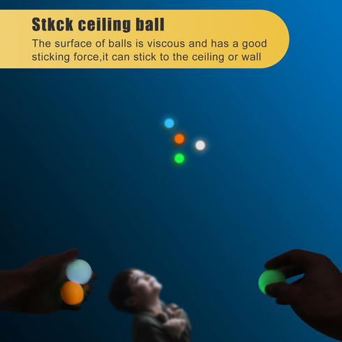 FauKait 4pack-1.8in Dream Balls,Glow in The Dark Sticky Balls That Stick to The Ceiling,Stress Balls for Kids