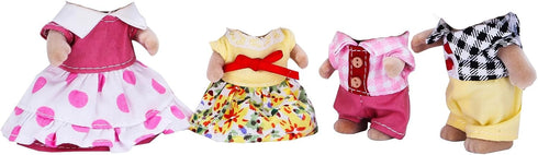 E-TING Family Set, Sweet Mother-Daughter & Father-Son Dress Up Set for 3-Inch and 2.25-inch Figure Town Series