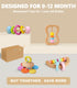 4 PCS Wooden Baby Rattle Set, Organic Colorful Rattles for Babies 0-12 Months, Wooden Teether Crochet Toy