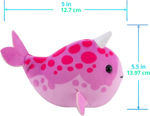 (Narwhal + Orca) Fish 2-Pack B - Small Stuffed Animals with Motor Inside for Ocean Party Favors