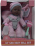 African American Doll Travel PlaySet - Baby Doll Car Seat Carrier Backpack with 12 Inch Soft Body Doll & Accessories