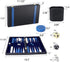 GSE Games & Sports Expert Premium Leather Backgammon Game Set with Leather Case, Travel Folding Board (Black&Blue)