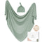 Baby Swaddle Receiving Blankets with Matching Beanie Set, Newborn Nursery Wrap for Baby Girls and Boys (Green)