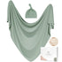 Baby Swaddle Receiving Blankets with Matching Beanie Set, Newborn Nursery Wrap for Baby Girls and Boys (Green)