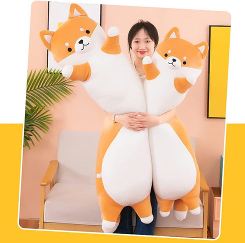 Lovely Plush Shiba Inu Doll - Cute Cartoon Soft Stuffed Kawaii Corgi Dog Pillow, Long Throw Plushies Toy Gift for Kids,