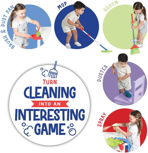 Play22 Set 12 Set Set Kids Cleaning Piece - Toy Cleaning Includes Broom, Mop, Brush, Dust Pan, Duster, Sponge, Clothes