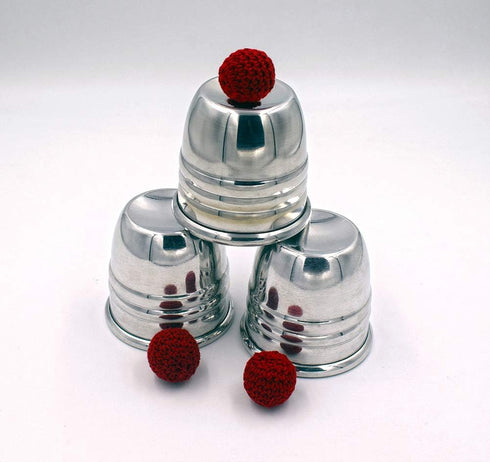 Magic Cups and Balls - Professional Performance Grade Polished Aluminum Cups and Knitted Balls Included