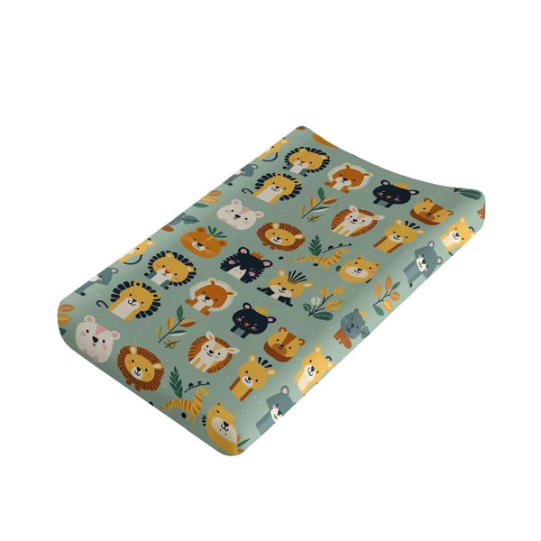Jungle Animals Diaper Changing Pad Covers, Fitted 32”x16” Changing Mat for Baby Boys Girl Lion Tiger Giraffe