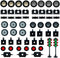 Traffic Light, Tires Bulk Lot - Building Bricks Block Education Wheels Set Toy Compatible with Major Brands, 52 pcs