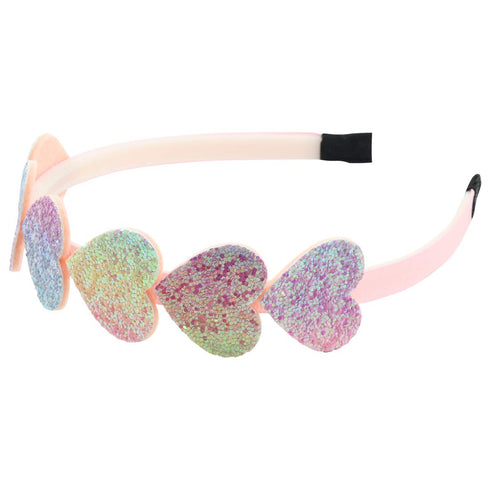 XIMA Glitter Heart Girls Headbands, Rainbow Star Hair Accessories, Pack of 8