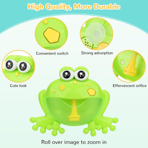 HengGL 24 Light Up Baby Bath Bubble Toys,Tub Big Frog Automatic Bubble Maker Blower with Music Baby Fun Shower Toys