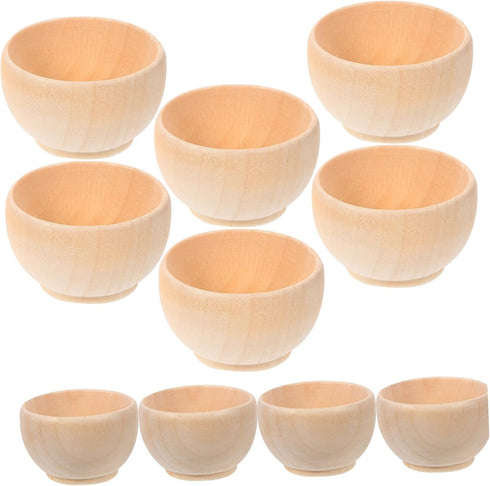 ORFOFE 10pcs Wooden Egg Holders, Dipping Sauce Bowls, Small Unfinished Wooden Craft Bowls, Candy Bowl