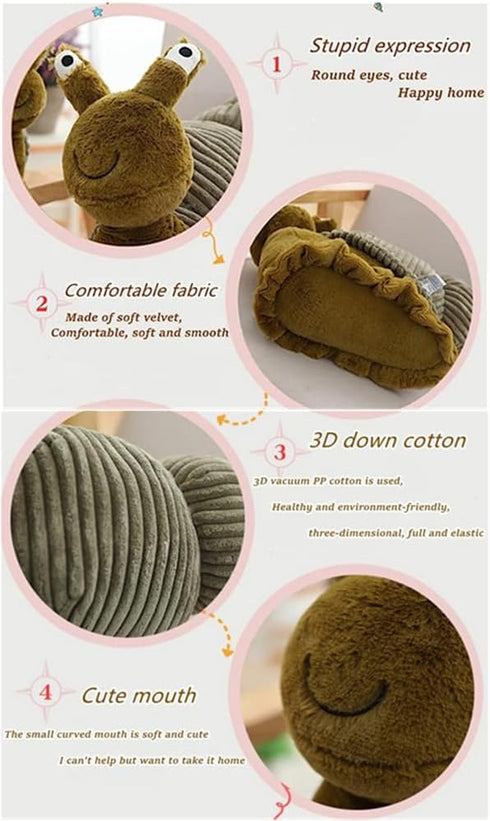 Cute Snail Plush Toy Dolls, Soft Stuffed Animals Birthday Gifts for Kids (11 inch)
