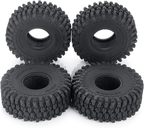 4PCS RC Soft Rubber 1.0 Tires 64MM with Foam Insert for 1/18 TRX4M 1/24 SCX24 Upgrades RC Crawler Car
