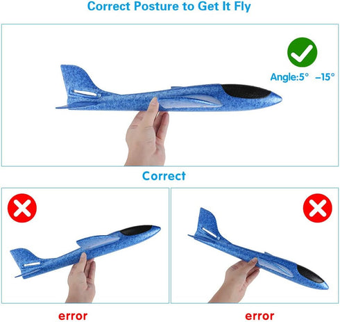 BooTaa 4 Pack Airplane/Flying Toys, 17.5" Large Throwing Foam Plane/Gliders, Birthday Gifts for Kids 3-12 Years,