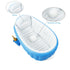 PandaEar Inflatable Baby Bathtub, Portable Toddler Bath Tub with Air Pump, Foldable Shower Basin (Blue)